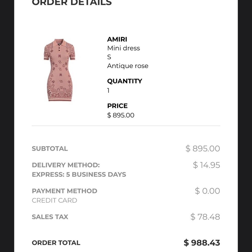 Amiri Antique Rose Mini Dress